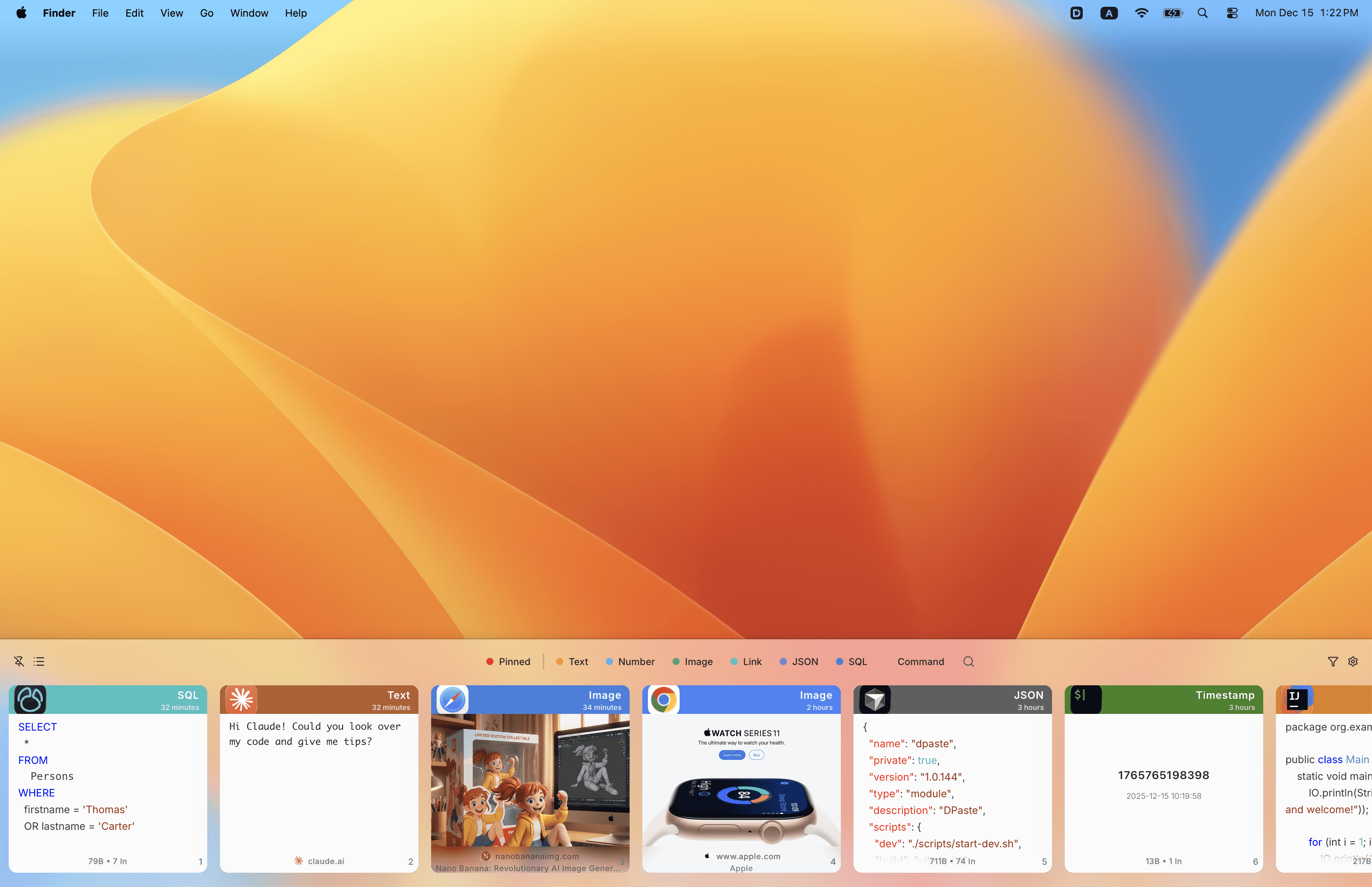 DPaste clipboard manager interface - Best paste tool for developers